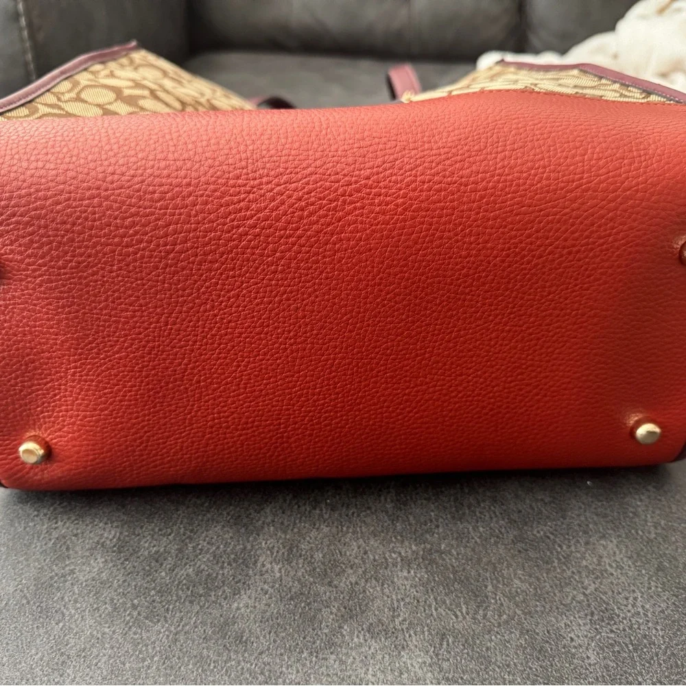 Coach Dempsey Brown and Orange Signature Tote - Picture 6 of 6